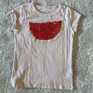 Girls Crewcuts Sequin Watermelon T-Shirt - 10